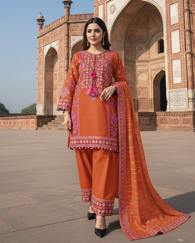 Designer Three Piece | Embroidered - Jannat | Premium Lawn