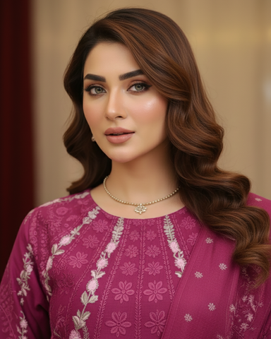 Designer Three Piece | Embroidered - Gul | Premium Winter Cotton