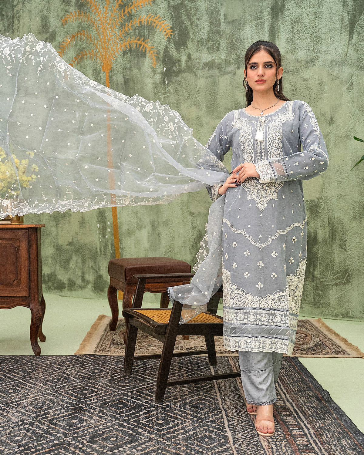 Three Piece Formals | Festive Embroidered - Samaya| Premium Organza