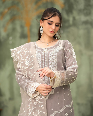 Three Piece Formals | Festive Embroidered - Samaya| Premium Organza