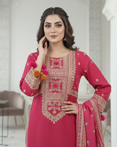 Designer Three Piece | Embroidered - Badshah Begum | Premium Lawn Cotton