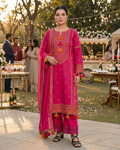 Designer Three Piece | Embroidered - Gulnaar | Premium Lawn
