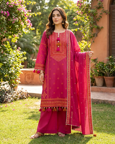 Designer Three Piece | Embroidered - Gulnaar | Premium Lawn