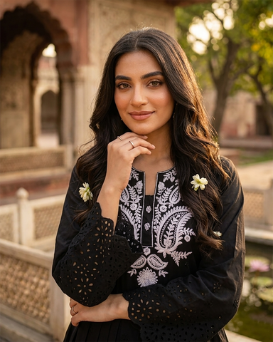 Semi Western | Designer Embroidered Short Frock | Premium Lawn Cotton