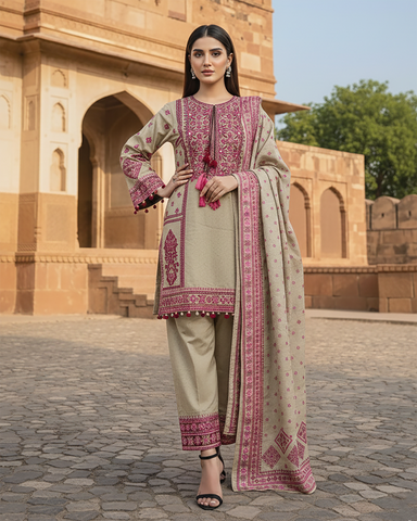 Designer Three Piece | Embroidered - Jannat | Premium Lawn