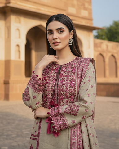 Designer Three Piece | Embroidered - Jannat | Premium Lawn