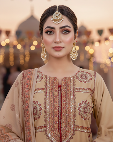 Designer Three Piece | Embroidered - Zardozi | Premium Lawn Cotton