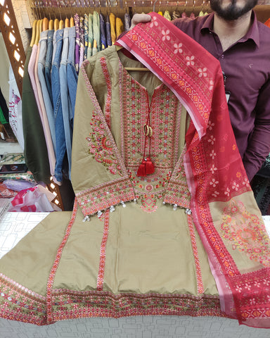 Designer Three Piece | Embroidered - Sawan | Premium Lawn Cotton