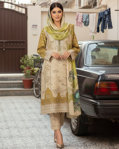 Designer Three Piece | Embroidered - Aanchal | Premium Winter Cotton