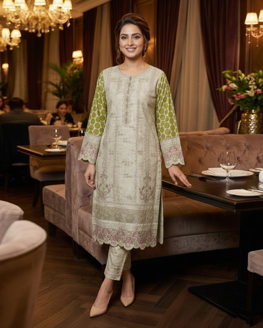 Designer Three Piece | Embroidered - Minahil | Premium Winter Cotton