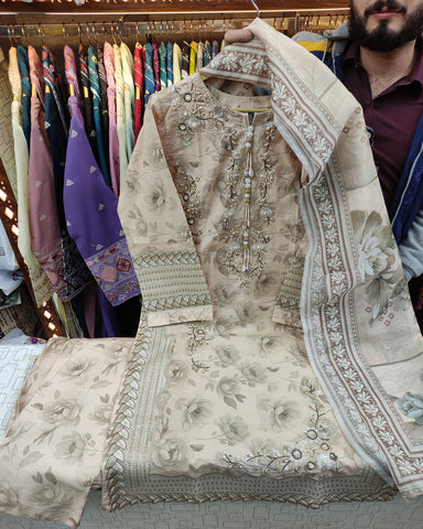 Designer Three Piece | Embroidered - Gulabo | Winter Cotton