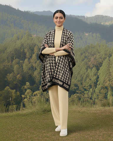 Western Cape Shawl Co-ord Set | Designer "Dior" | Imported Wool