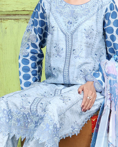Designer Three Pieces | Polka Dots | Cambric