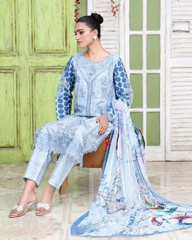 Designer Three Pieces | Polka Dots | Cambric