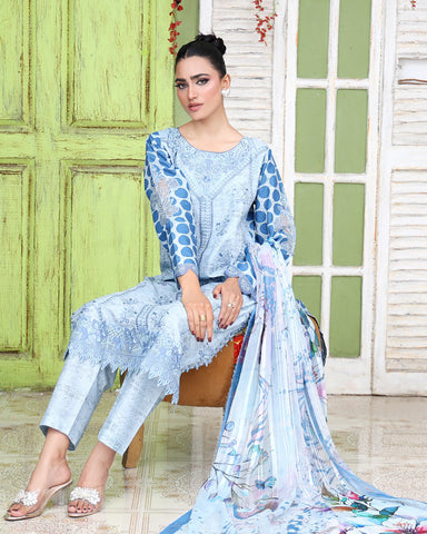 Designer Three Pieces | Polka Dots | Cambric