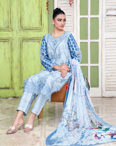 Designer Three Pieces | Polka Dots | Cambric