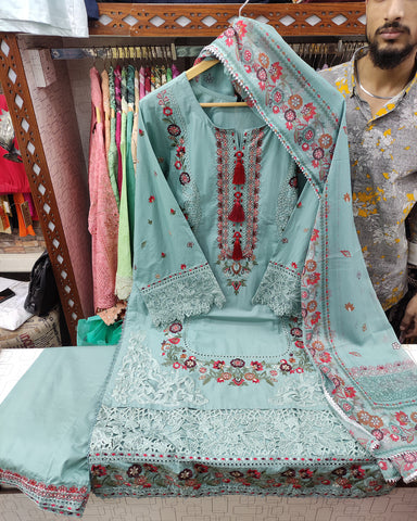 Designer Three Piece | Embroidered - Bahar Begum | Premium Lawn