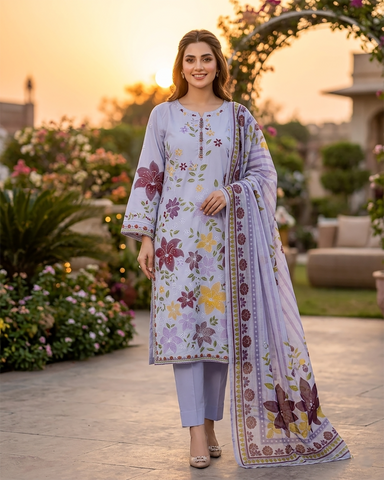 Designer Three Piece | Embroidered - Everyday Multi Chrome | Lawn