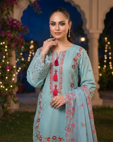 Designer Three Piece | Embroidered - Bahar Begum | Premium Lawn
