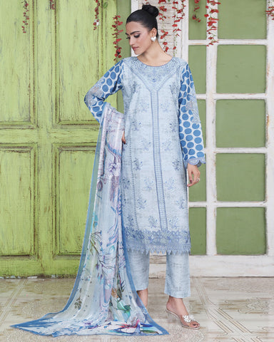 Designer Three Pieces | Polka Dots | Cambric