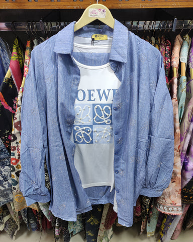 Western Denim Co-ord Set | Designer Mukesh | Denim Styled Lycra