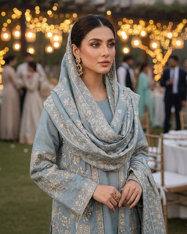 Designer Three Piece | Gown/Inner - Shah Jahan | Premium Khaddar