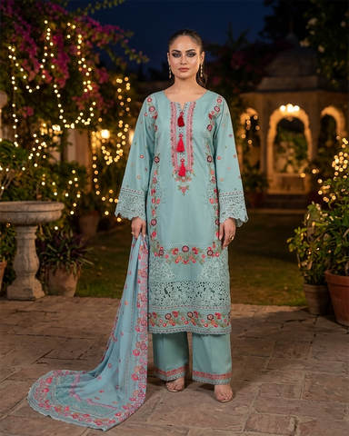 Designer Three Piece | Embroidered - Bahar Begum | Premium Lawn