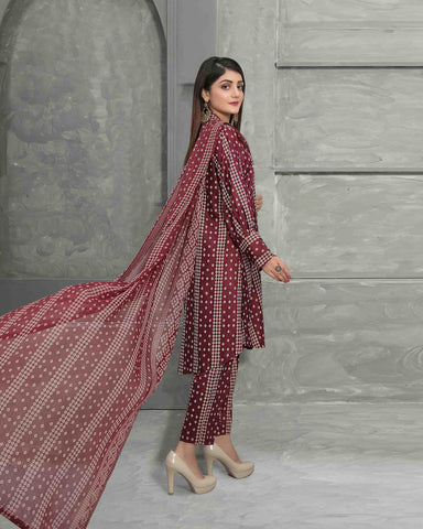 Designer Three Piece | Digital Printed | Chiffon Printed Dupatta