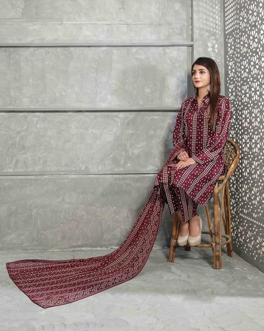 Designer Three Piece | Digital Printed | Chiffon Printed Dupatta