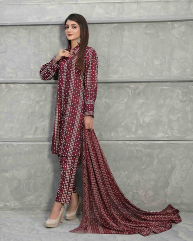 Designer Three Piece | Digital Printed | Chiffon Printed Dupatta