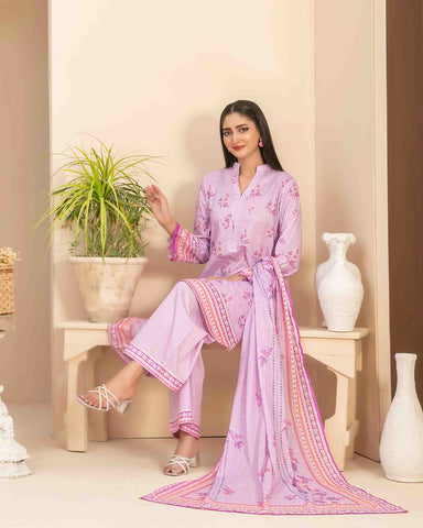 Digital Printed Three Piece | Designer "Rameen" | Premium Slub Lawn