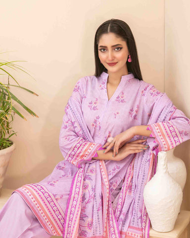 Digital Printed Three Piece | Designer "Rameen" | Premium Slub Lawn