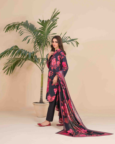 Designer Three Piece | Floral Printed Linen