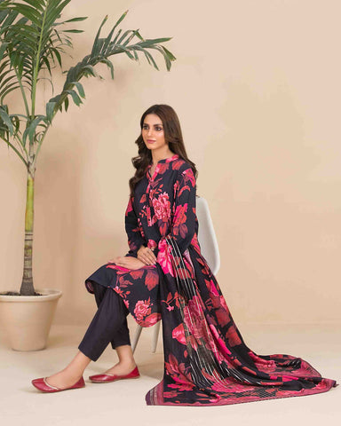 Designer Three Piece | Floral Printed Linen