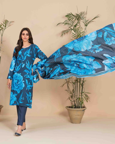 Designer Three Piece | Floral Printed Linen