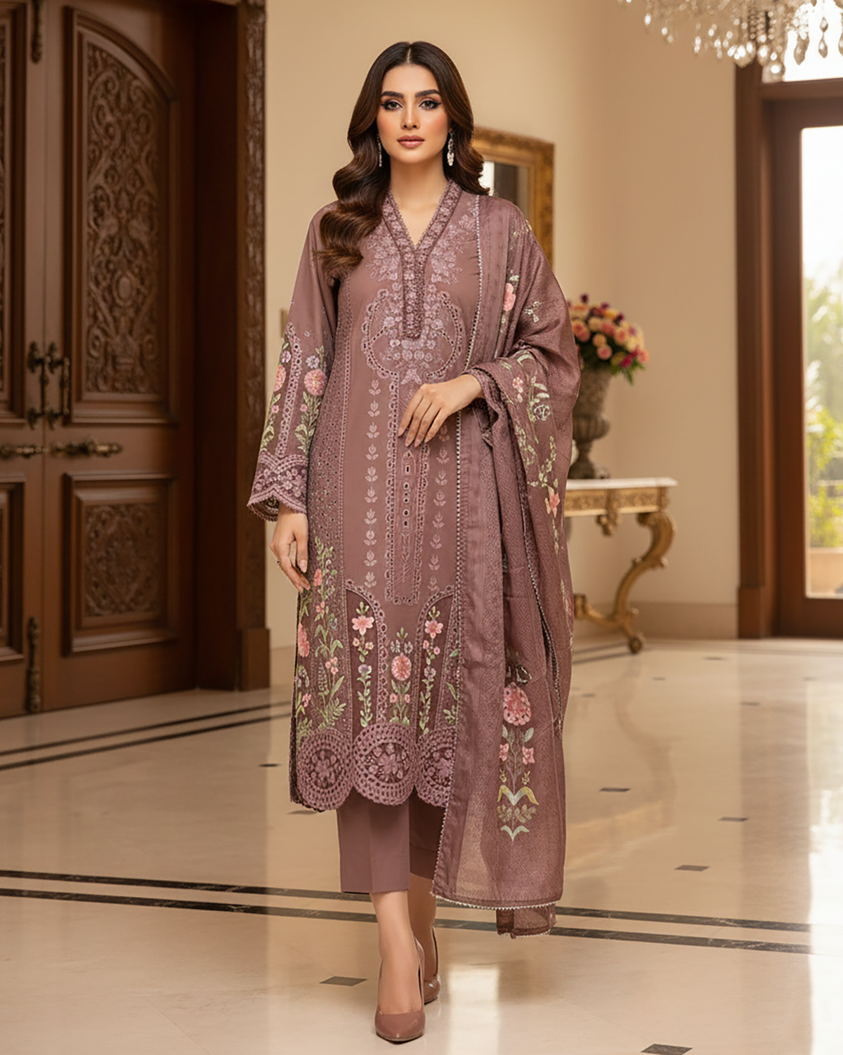 Designer Three Piece | Embroidered - Mehrmah | Premium Cotton Khaddar