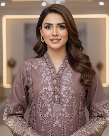 Designer Three Piece | Embroidered - Mehrmah | Premium Cotton Khaddar