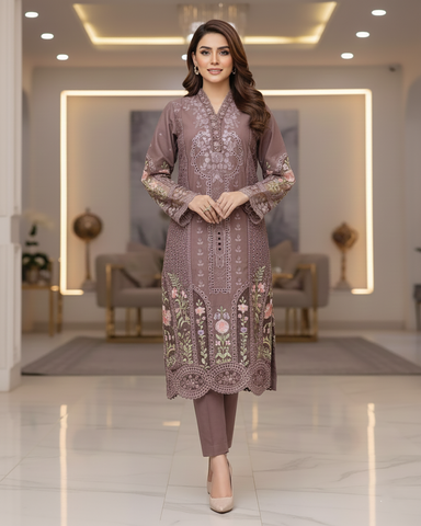 Designer Three Piece | Embroidered - Mehrmah | Premium Cotton Khaddar