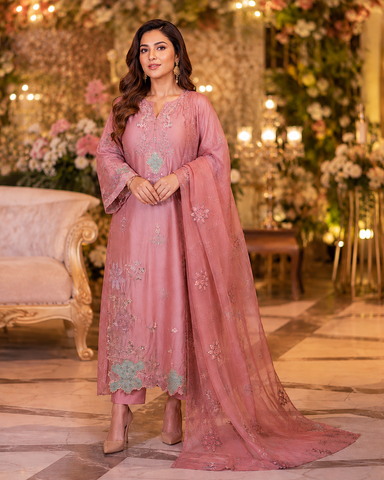 Designer Three Piece | Embroidered - Kaaftan | Premium Silk