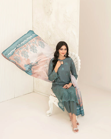 Designer Three Piece | Embroidered - Luxury Riyana | Premium Lawn