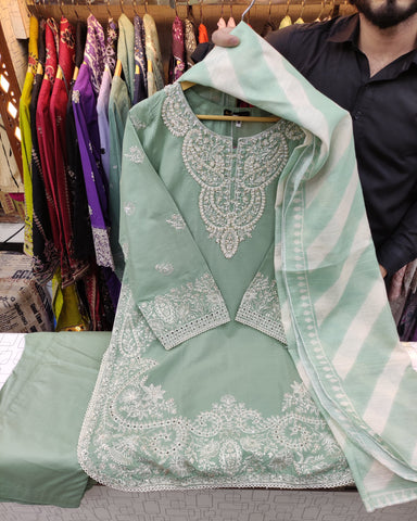 Designer Three Piece | Embroidered-Zarnish | Premium Lawn