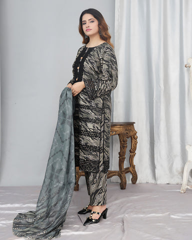 Designer Printed Three Piece | Embroidered - Pearl One | Winter Cotton
