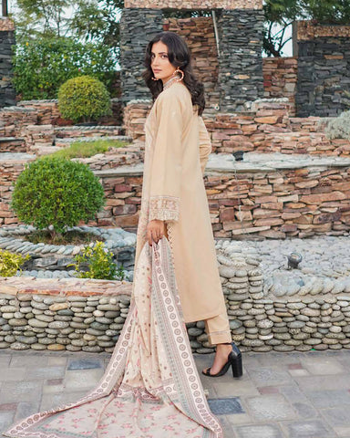 Designer Three Piece | Embroidered - Munira | Luxury Dhanak