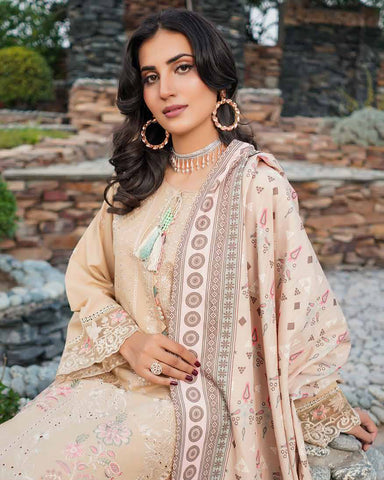 Designer Three Piece | Embroidered - Munira | Luxury Dhanak