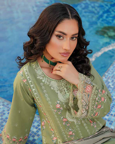 Designer Three Piece | Embroidered - Munira | Luxury Dhanak