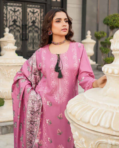 Designer Three Piece | Embroidered - Munira | Luxury Dhanak