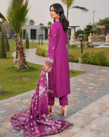 Designer Three Piece | Embroidered - Munira | Luxury Dhanak