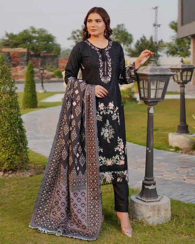Designer Three Piece | Embroidered - Munira | Luxury Dhanak