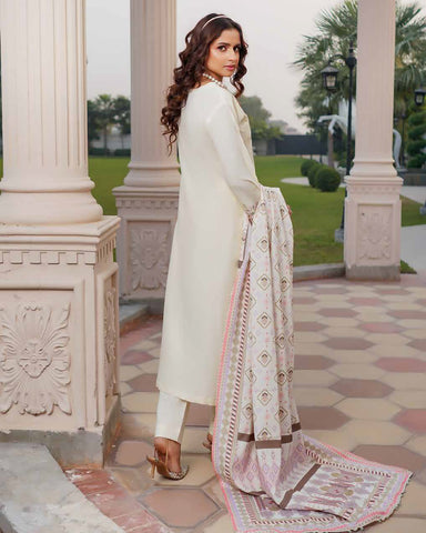 Designer Three Piece | Embroidered - Munira | Luxury Dhanak