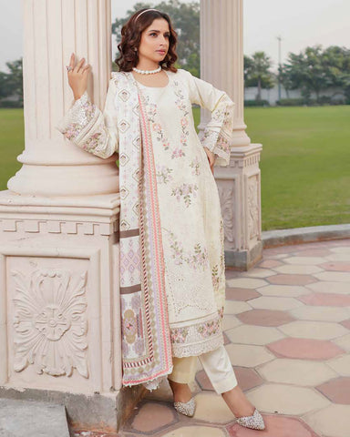 Designer Three Piece | Embroidered - Munira | Luxury Dhanak